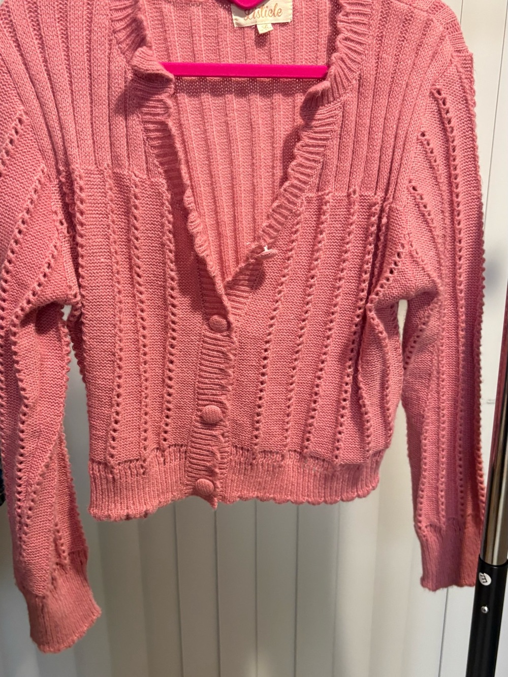 Listicle Rose Pink Knit Button-Front Cardigan